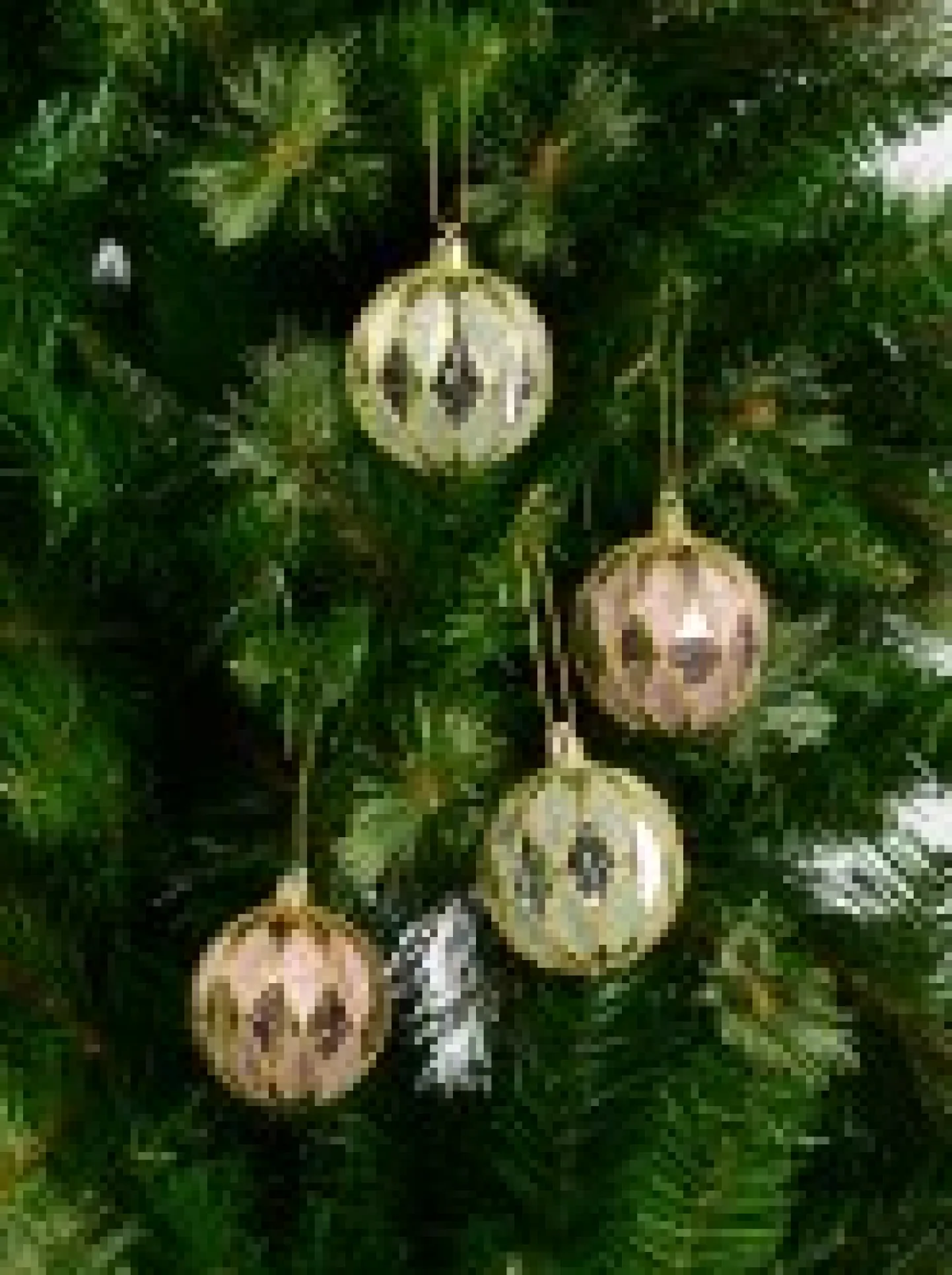 Store Christmas Warehouse Light Pink & Green Geometric Shiny & Glittered Christmas Baubles - 6 X 60Mm