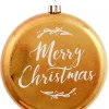 Outlet Christmas Warehouse Merry Christmas Font On Gold Disc Christmas Hanging Decorations - 2 X 11Cm