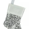 New Christmas Warehouse Mini Silver Sequin Christmas Stocking Hanging Decorations - 6 X 15Cm