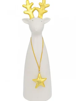Flash Sale Christmas Warehouse Modern Chic Look Gloss Reindeer Ceramic Christmas Ornament - 16Cm