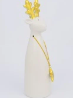 Store Christmas Warehouse Modern Chic Look Large Gloss Reindeer Ceramic Christmas Ornament - 25Cm