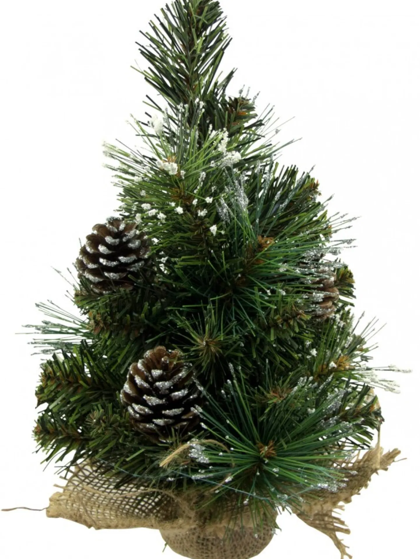 Clearance Christmas Warehouse Morning Frost With Pine Cones Table Top Christmas Tree With 37 Tips - 30Cm
