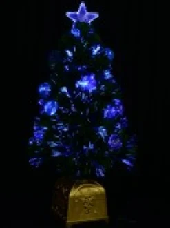 Best Christmas Warehouse Multi Colour Fibre Optic Christmas Tree With 12 Baubles & 60 Tips - 60Cm
