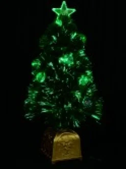 Best Christmas Warehouse Multi Colour Fibre Optic Christmas Tree With 12 Baubles & 60 Tips - 60Cm