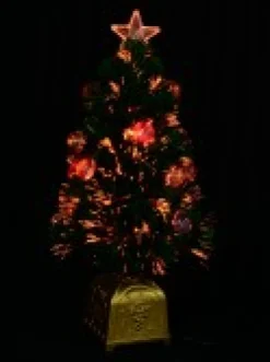 Best Christmas Warehouse Multi Colour Fibre Optic Christmas Tree With 12 Baubles & 60 Tips - 60Cm