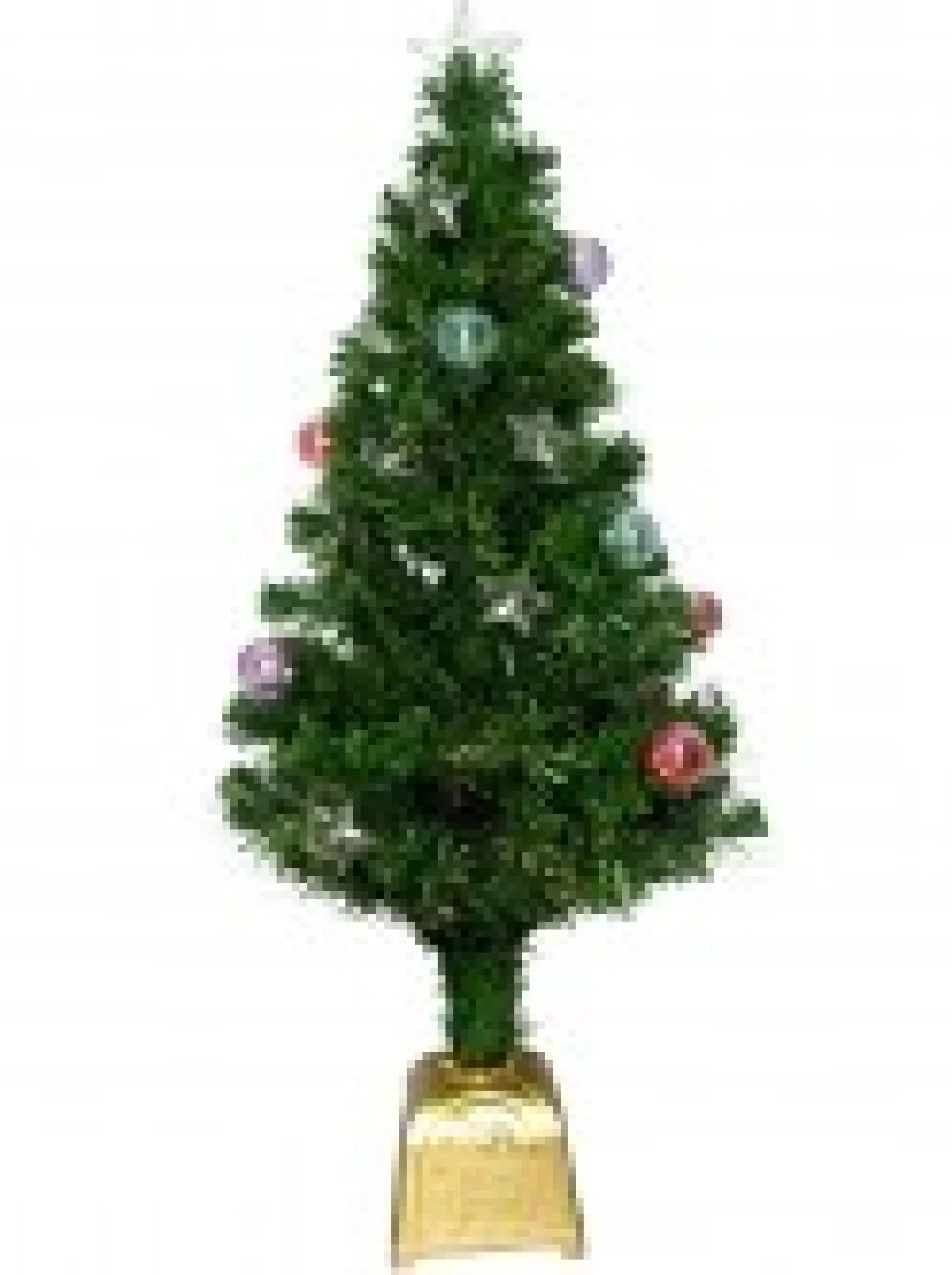New Christmas Warehouse Multi Colour Fibre Optic Christmas Tree With Baubles, Stars & 150 Tips - 1.2M