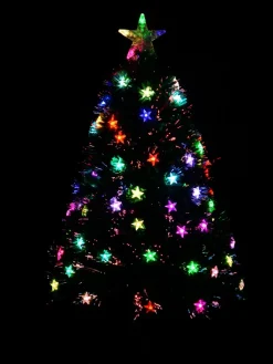 Hot Christmas Warehouse Multi Colour Fibre Optic Christmas Tree With 85 Tips & Led Stars - 90Cm