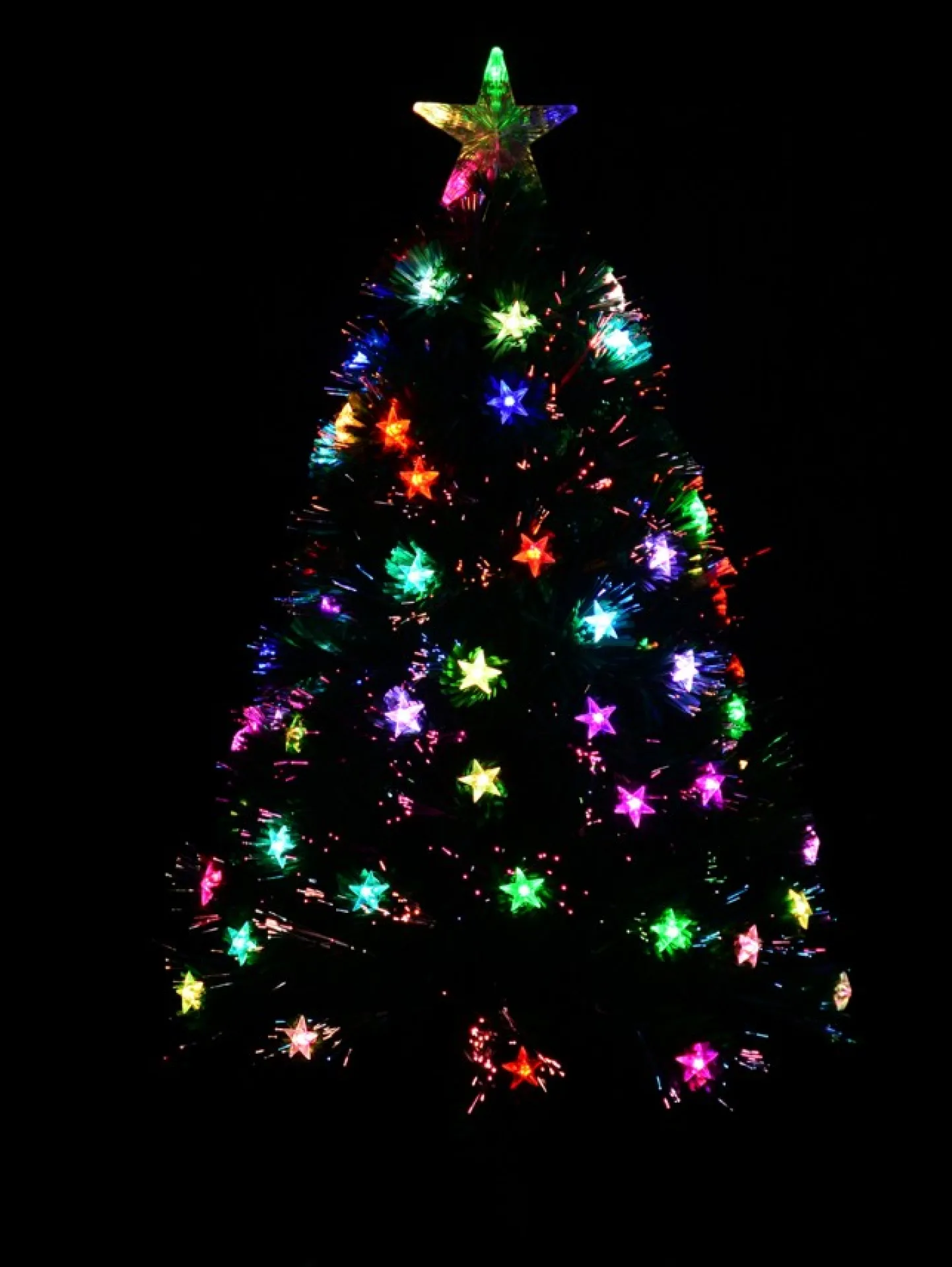 Hot Christmas Warehouse Multi Colour Fibre Optic Christmas Tree With 85 Tips & Led Stars - 90Cm