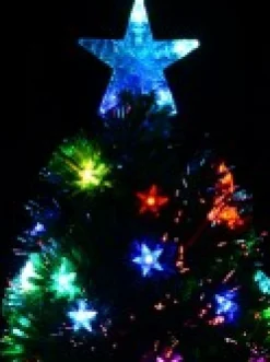 Hot Christmas Warehouse Multi Colour Fibre Optic Christmas Tree With 85 Tips & Led Stars - 90Cm