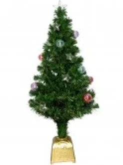 Online Christmas Warehouse Multi Colour Fibre Optic Christmas Tree With Baubles, Stars & 100 Tips - 90Cm