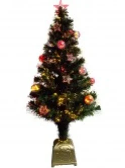 Online Christmas Warehouse Multi Colour Fibre Optic Christmas Tree With Baubles, Stars & 100 Tips - 90Cm