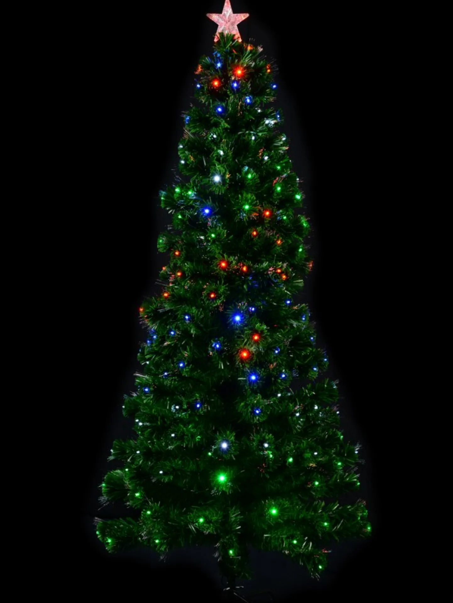 Hot Christmas Warehouse Multi Colour Led & Fibre Optic Christmas Tree With 200 Tips & Bulbs - 1.8M