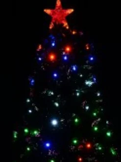 Hot Christmas Warehouse Multi Colour Led & Fibre Optic Christmas Tree With 200 Tips & Bulbs - 1.8M