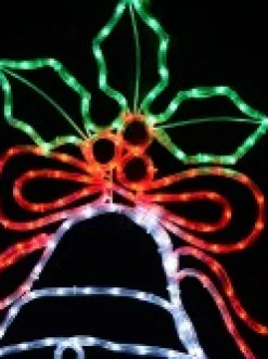 Store Christmas Warehouse Multi Colour Led Christmas Bells & Mistletoe Rope Light Silhouette - 83Cm
