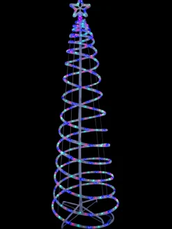 New Christmas Warehouse Multi Colour Led Rope Light 3D Spiral Outdoor Christmas Tree - 1.8M