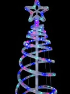 New Christmas Warehouse Multi Colour Led Rope Light 3D Spiral Outdoor Christmas Tree - 1.8M