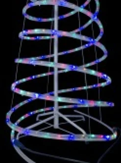 New Christmas Warehouse Multi Colour Led Rope Light 3D Spiral Outdoor Christmas Tree - 1.8M