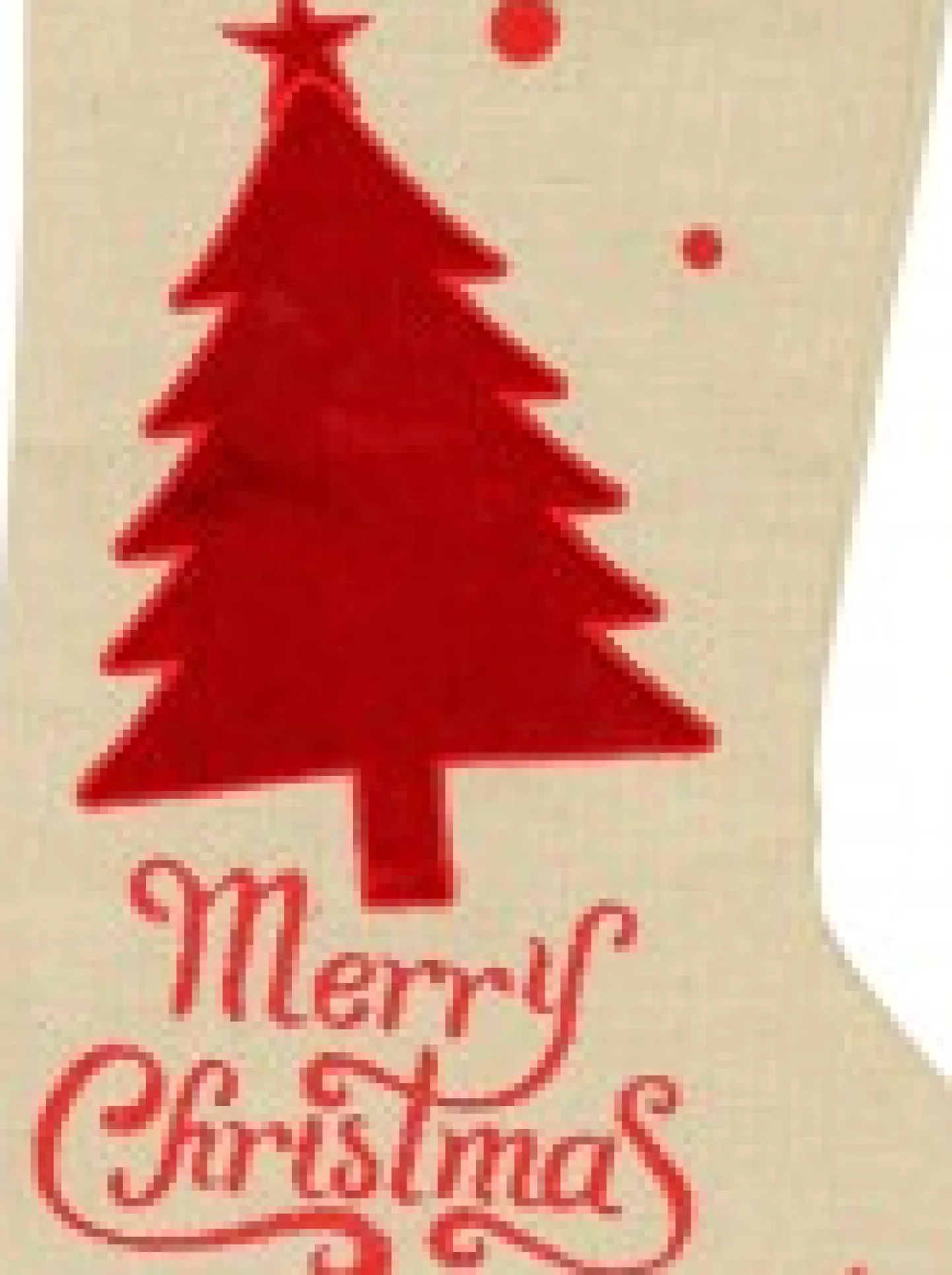 New Christmas Warehouse Natural Burlap With Merry Christmas & Tree Design Christmas Stocking - 42Cm