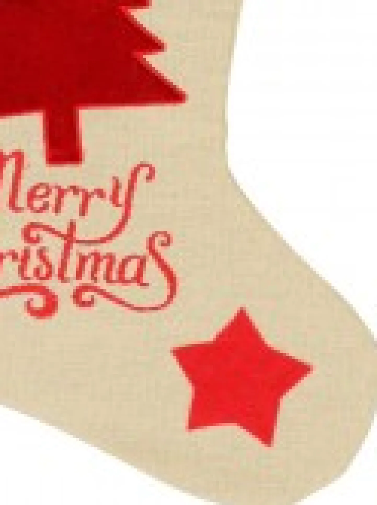 New Christmas Warehouse Natural Burlap With Merry Christmas & Tree Design Christmas Stocking - 42Cm