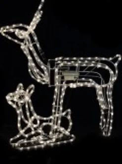 Store Christmas Warehouse Neutral White Led Rope Light 3D Animated Reindeer Family Display - 3 Set