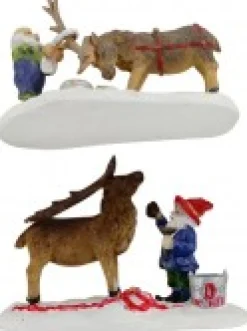 Hot Christmas Warehouse North Pole Santa, Reindeer & Elves Christmas Village Figurines - 8 Piece Set