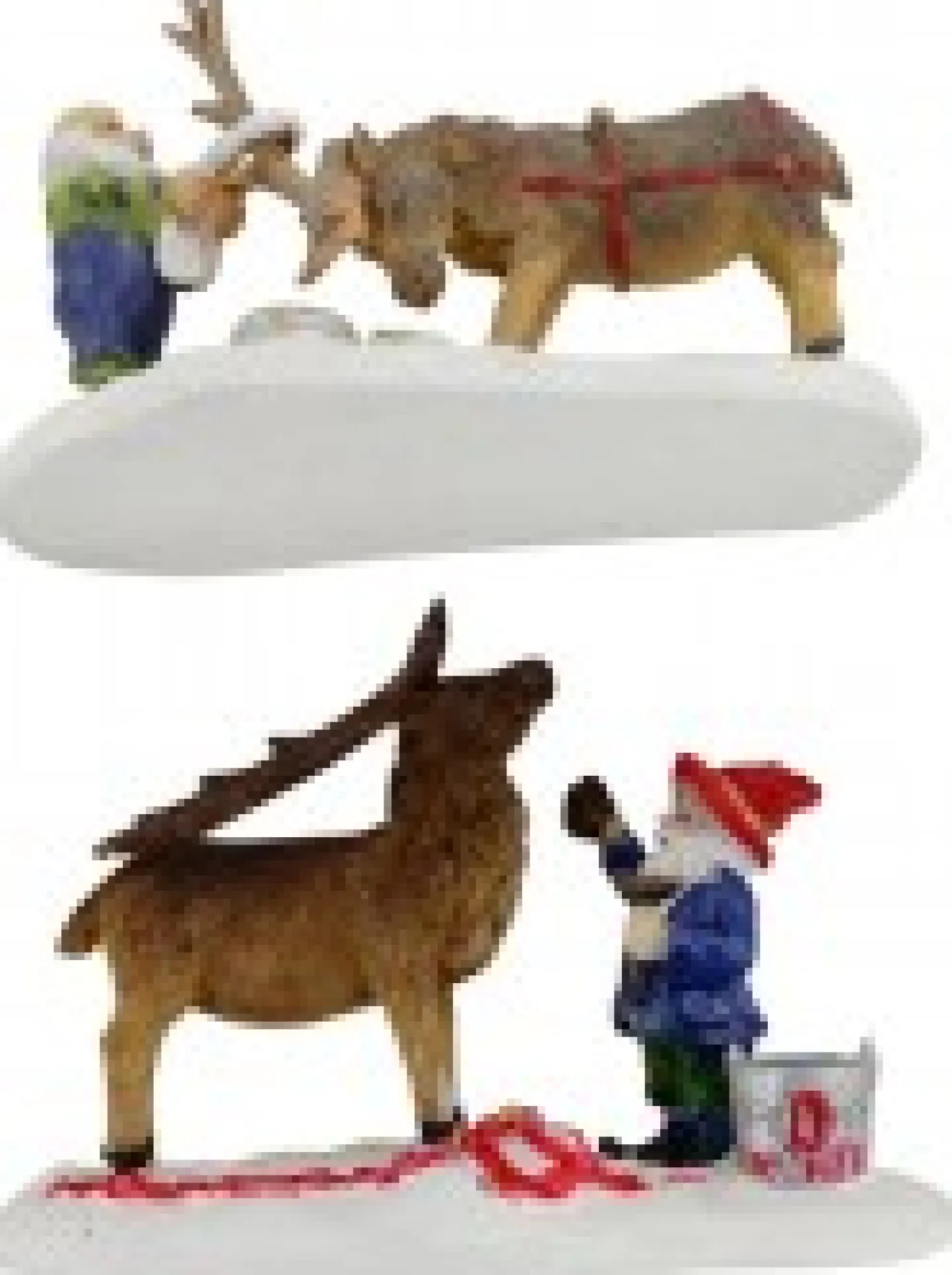 Hot Christmas Warehouse North Pole Santa, Reindeer & Elves Christmas Village Figurines - 8 Piece Set