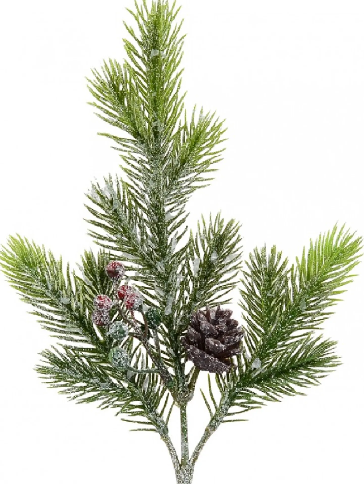 Shop Christmas Warehouse Pine Cone & Berry Frosted Natural Look Pine Christmas Spray - 32Cm