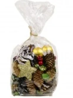 Cheap Christmas Warehouse Pine Cones, Stars, Berries & Leaves Assorted Christmas Decoration Mix - 300G