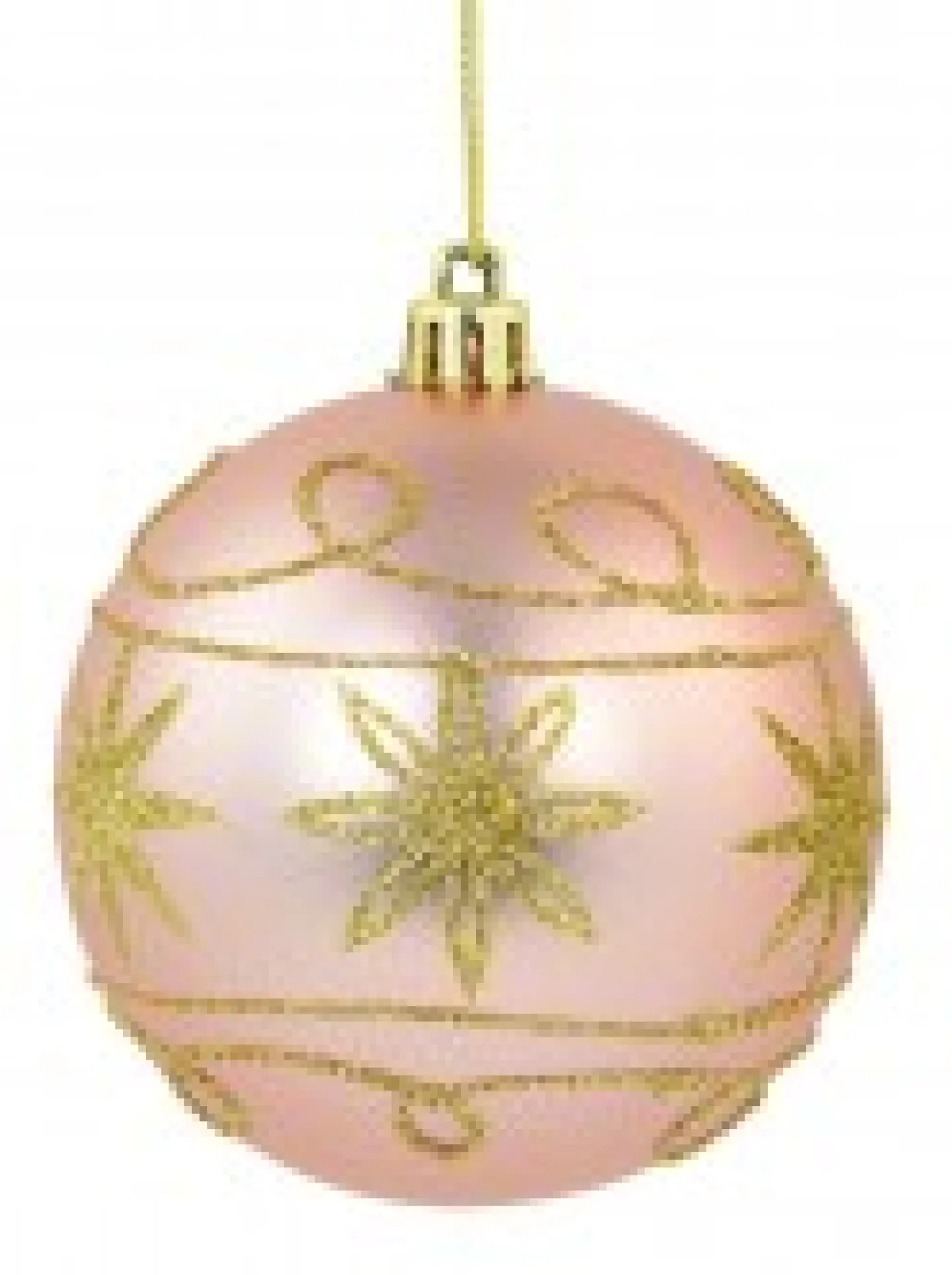 Best Christmas Warehouse Pink & Gold Christmas Baubles With Gold Glitter Stars & Swirls - 4 X 80Mm
