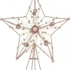 Clearance Christmas Warehouse Pink Glittered 3D Star With String Beads & Pearls Tree Topper Decoration - 33Cm