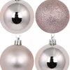 Hot Christmas Warehouse Pink Glittered, Matte & Metallic Christmas Bauble Decorations - 12 X 60Mm