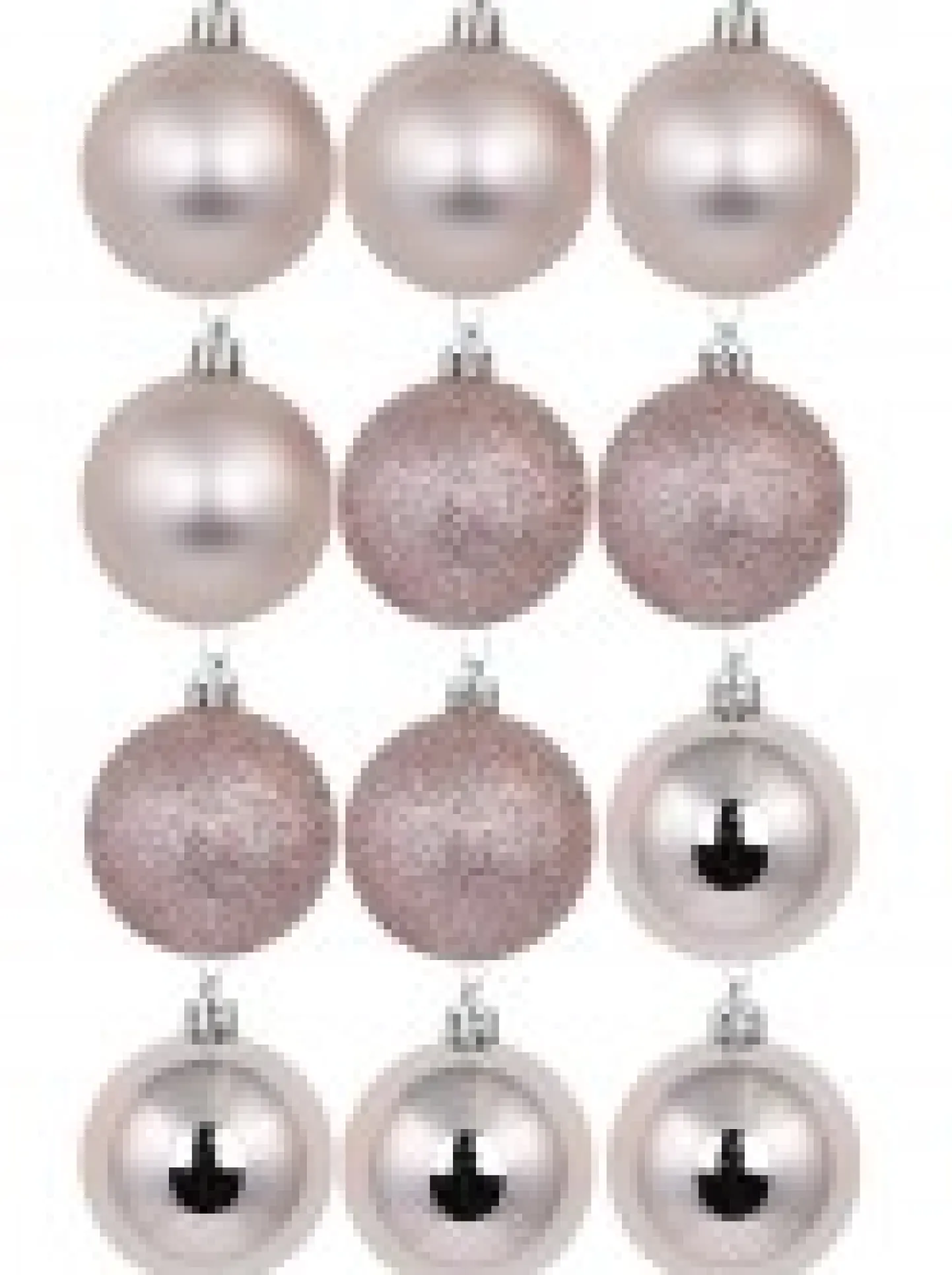 Hot Christmas Warehouse Pink Glittered, Matte & Metallic Christmas Bauble Decorations - 12 X 60Mm
