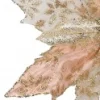 Shop Christmas Warehouse Pink Glittered Mesh & Fabric Leaf Poinsettia Christmas Flower Pick - 23Cm