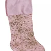 Flash Sale Christmas Warehouse Pink Satin With Gold Sequin Starburst Pattern Christmas Stocking - 48Cm