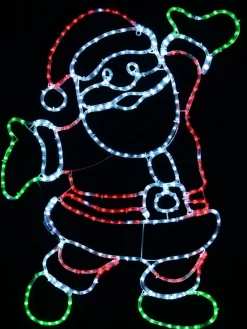 Clearance Christmas Warehouse Red & Cool White Led Jolly Posing Santa Twinkle Light Display Silhouette - 1M