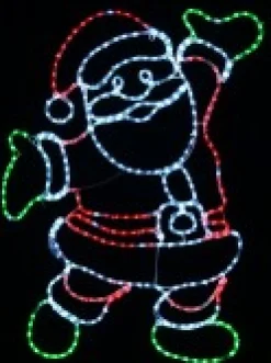 Clearance Christmas Warehouse Red & Cool White Led Jolly Posing Santa Twinkle Light Display Silhouette - 1M