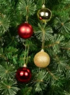 Shop Christmas Warehouse Red & Gold Metallic, Matte & Glitter Christmas Baubles - 12 X 60Mm