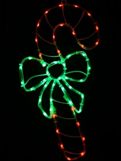 Best Sale Christmas Warehouse Red & Green Led Candy Cane With Bow Noodle Rope Light Silhouette - 52Cm