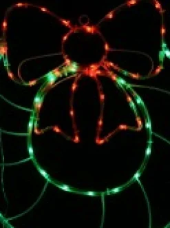 Cheap Christmas Warehouse Red & Green Led Wreath With Bow Noodle Rope Light Silhouette - 50Cm