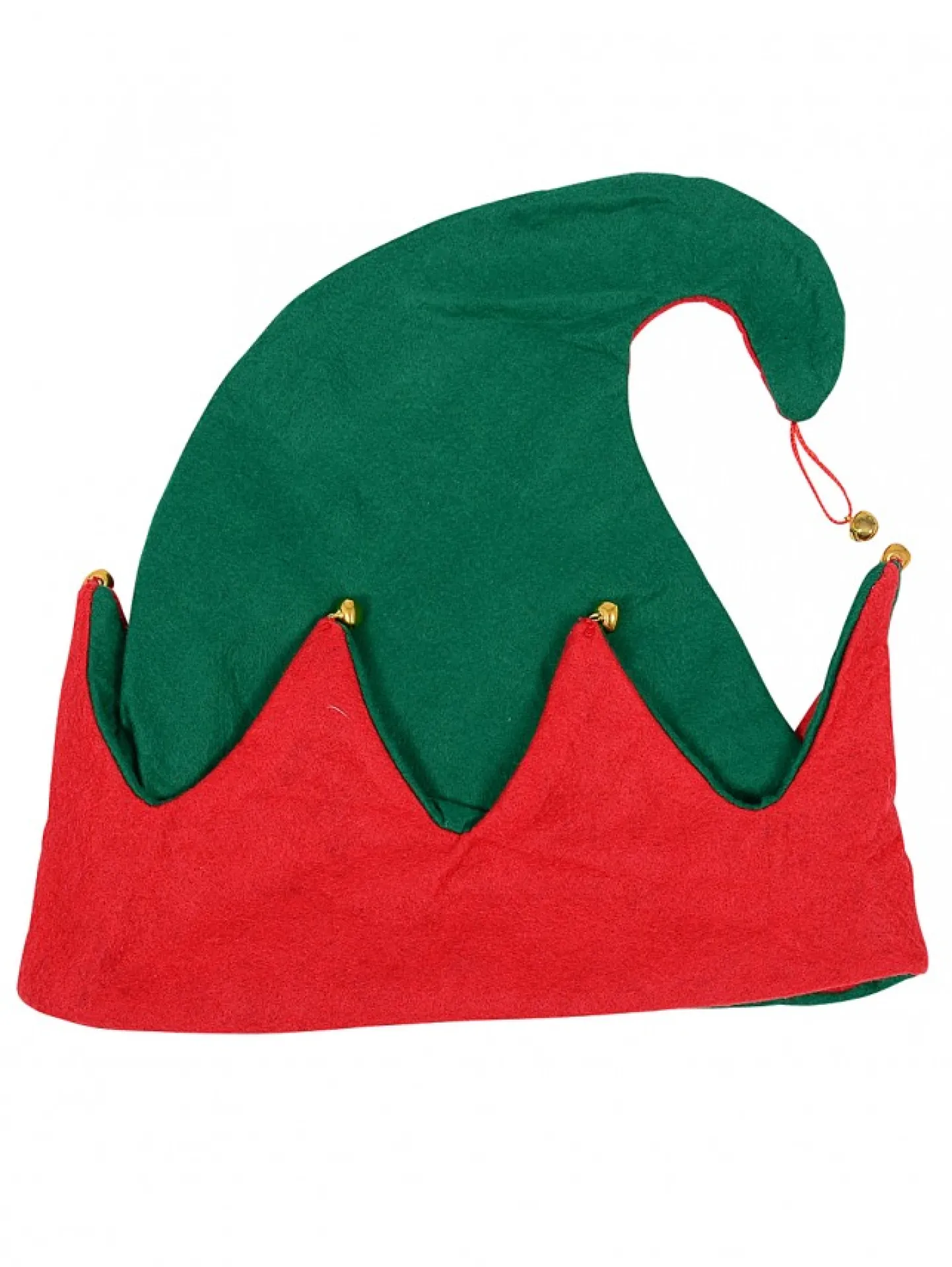 Best Sale Christmas Warehouse Red & Green Traditional Christmas Elf Hat With Jingle Bells - One Size Fits Most