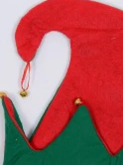 Best Sale Christmas Warehouse Red & Green Traditional Christmas Elf Hat With Jingle Bells - One Size Fits Most