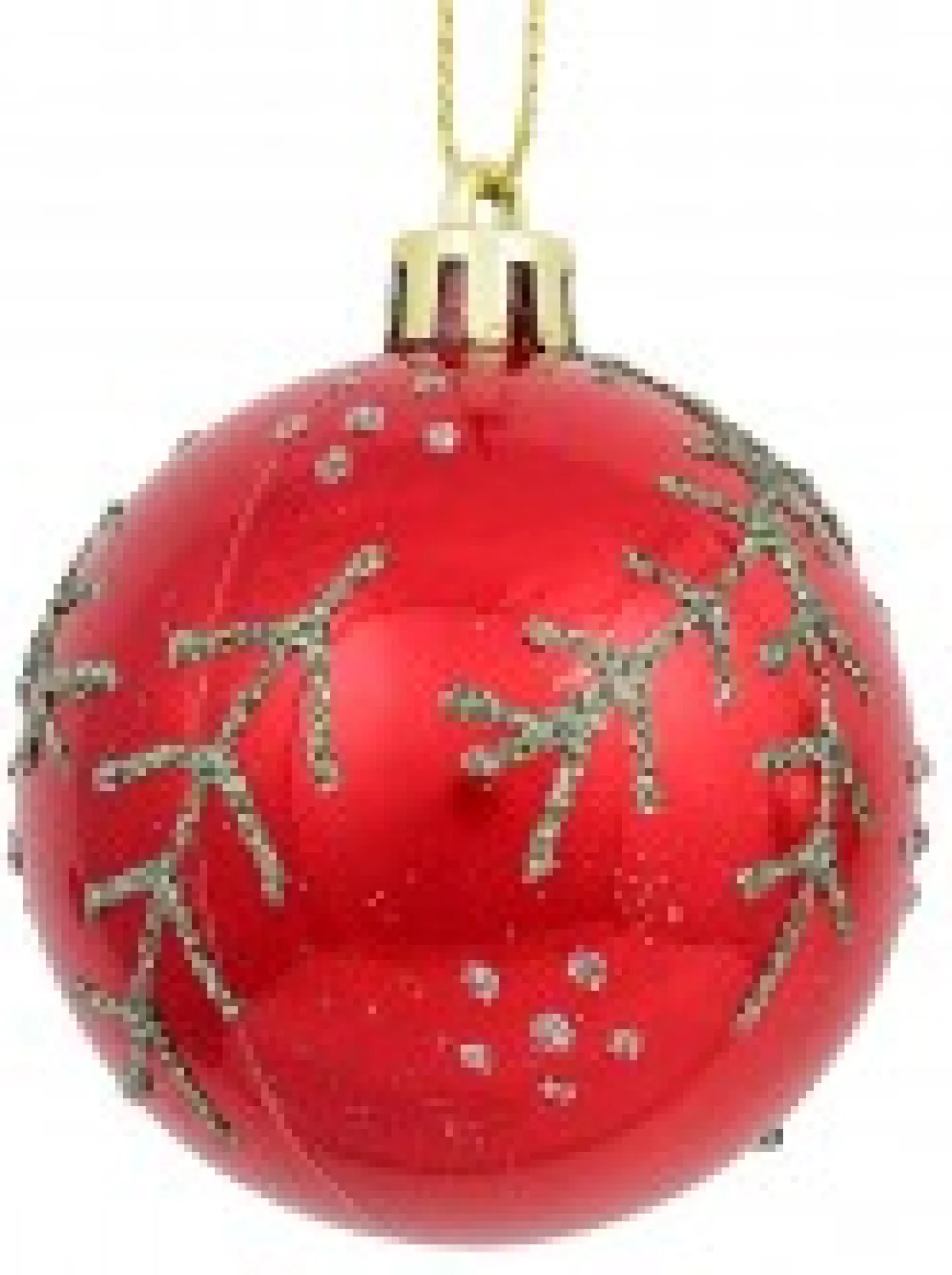 Clearance Christmas Warehouse Red & Pearl Christmas Baubles With Glittered Leaves & Dots Pattern - 6 X 60Mm