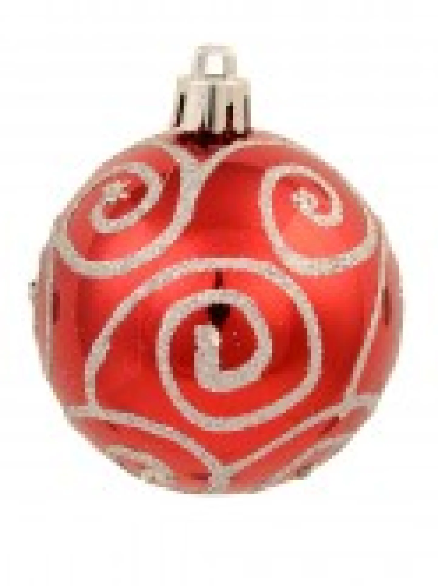 Hot Christmas Warehouse Red & Silver Christmas Baubles With 4 Glitter Designs & Shiny - 9 X 60Mm