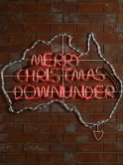 Shop Christmas Warehouse Red & White Merry Christmas Down Under Aussie Rope Light Silhouette - 1.1M