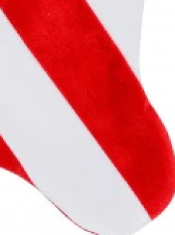 Hot Christmas Warehouse Red & White Stripe With Font & Holly Applique Velvet Christmas Stocking - 48Cm