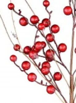 Best Christmas Warehouse Red Berry & Branches With Frost Look Decorative Christmas Spray Stem - 68Cm
