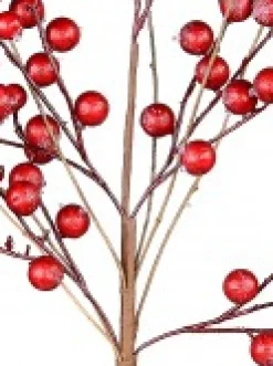 Best Christmas Warehouse Red Berry & Branches With Frost Look Decorative Christmas Spray Stem - 68Cm