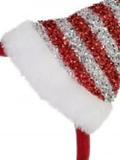 Outlet Christmas Warehouse Red Christmas Headband With Red & Silver Santa Hat - One Size Fits Most