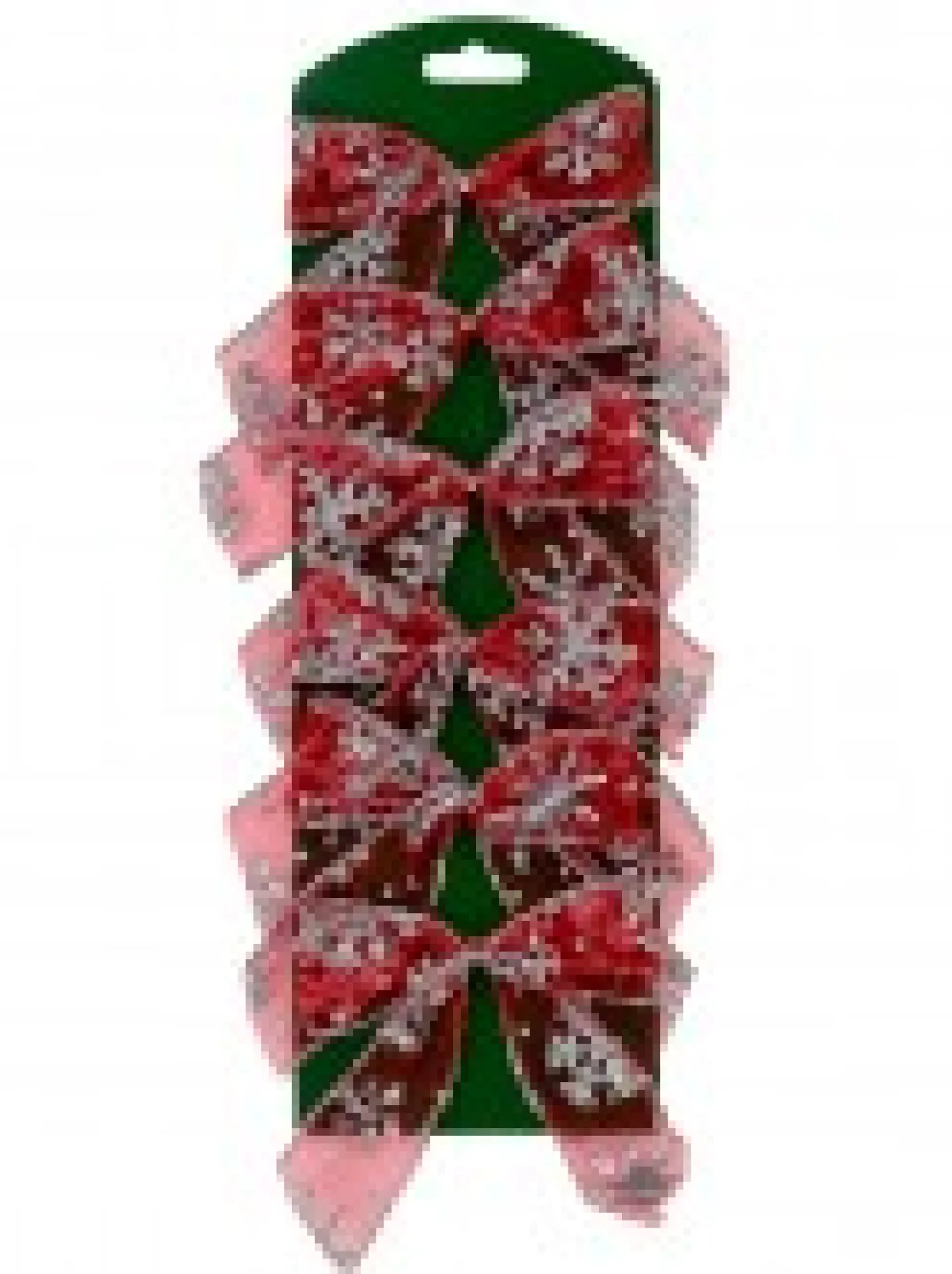 Best Sale Christmas Warehouse Red Christmas Tree Bow Decorations With Silver Glitter Snowflakes - 6 X 12Cm