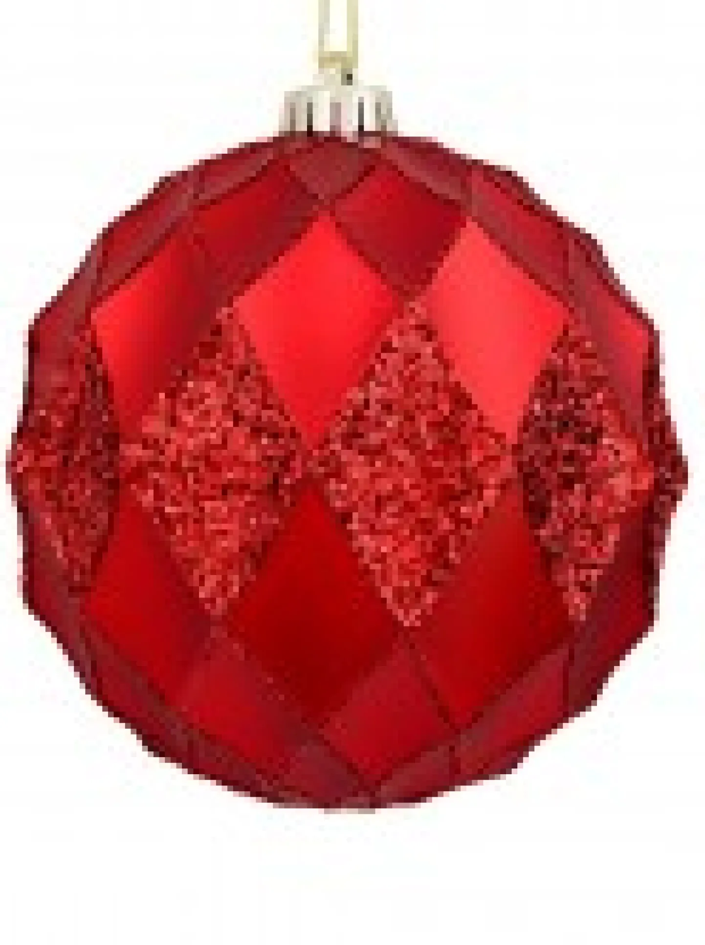 Outlet Christmas Warehouse Red Diamond Pattern Textured Large Christmas Baubles With Glitter - 2 X 15Cm